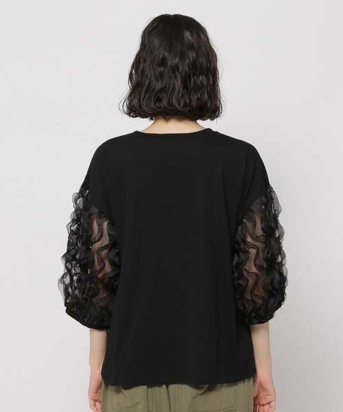 niko and...(ニコアンド)の「袖シアーフリフリプルオーバー(Tシャツ/カットソー・レディース・ブラック/オフホワイト・MEDIUM/LARGE)」の9枚目の写真