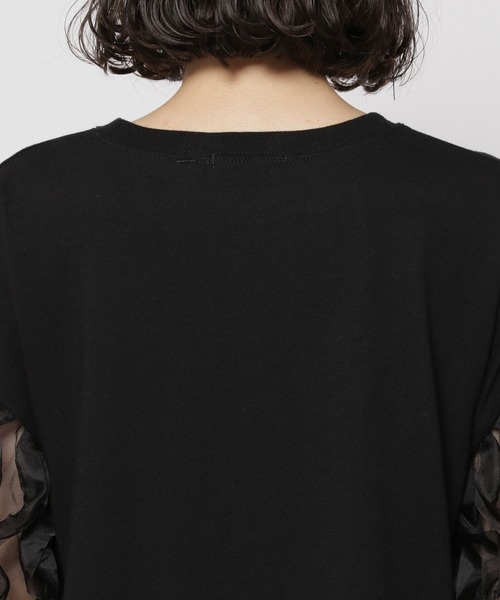 niko and...(ニコアンド)の「袖シアーフリフリプルオーバー(Tシャツ/カットソー・レディース・ブラック/オフホワイト・MEDIUM/LARGE)」の7枚目の写真