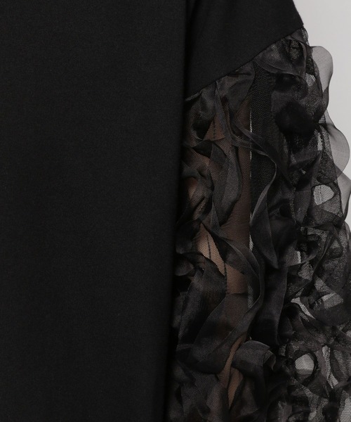 niko and...(ニコアンド)の「袖シアーフリフリプルオーバー(Tシャツ/カットソー・レディース・ブラック/オフホワイト・MEDIUM/LARGE)」の4枚目の写真