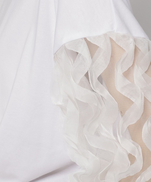 niko and...(ニコアンド)の「袖シアーフリフリプルオーバー(Tシャツ/カットソー・レディース・ブラック/オフホワイト・MEDIUM/LARGE)」の3枚目の写真