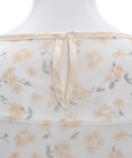 clear（クリア）の「【2点SET】シアー花柄ギャザートップス(キャミセット) [スタイルアップ]（アンサンブル・レディース・オレンジ/ピンク・F）」の4枚目の写真