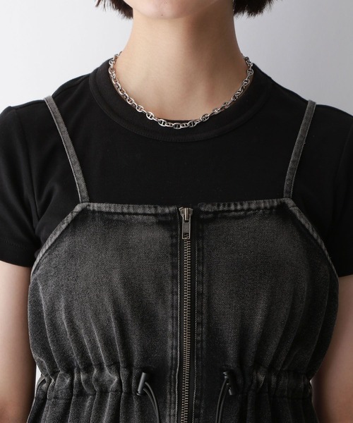 RAGEBLUE（レイジブルー）の「フロントジップ/デニムキャミワンピース（ワンピース・レディース・ブラック/ブルー・FREE）」の9枚目の写真