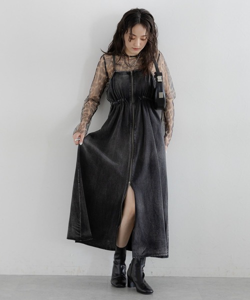 RAGEBLUE（レイジブルー）の「フロントジップ/デニムキャミワンピース（ワンピース・レディース・ブラック/ブルー・FREE）」の17枚目の写真