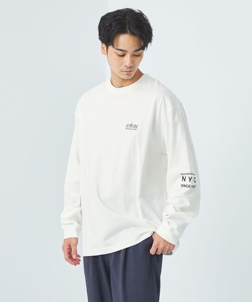 green label relaxing(グリーンレーベルリラクシング)の「<Manhattan Portage>ロゴ Tシャツ(Tシャツ/カットソー・メンズ・ライトグレー/ホワイト・M/L/XL)」の2枚目の写真