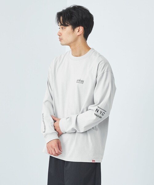 green label relaxing(グリーンレーベルリラクシング)の「<Manhattan Portage>ロゴ Tシャツ(Tシャツ/カットソー・メンズ・ライトグレー/ホワイト・M/L/XL)」の1枚目の写真