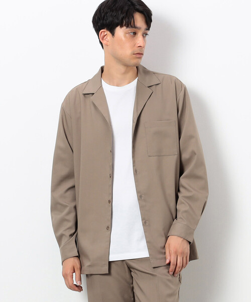 COMME CA ISM（コムサイズム）の「ファンクショナル ストレッチツイル オープンカラーシャツ（シャツ/ブラウス・メンズ・チャコール/ベージュ/ブラック/オリーブ・MEDIUM/LARGE/SMALL）」の3枚目の写真