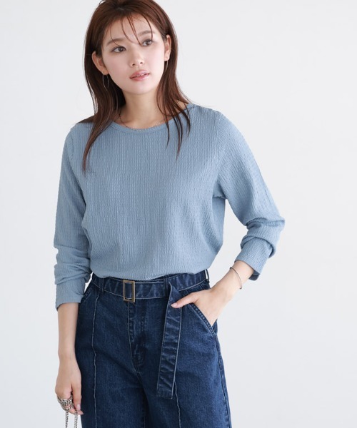 Pierrot(ピエロ)の「ベーシックスリーブジャカードカットソー(Tシャツ/カットソー・レディース・ブラック/アイボリー/ブルー系その他・M/L)」の9枚目の写真