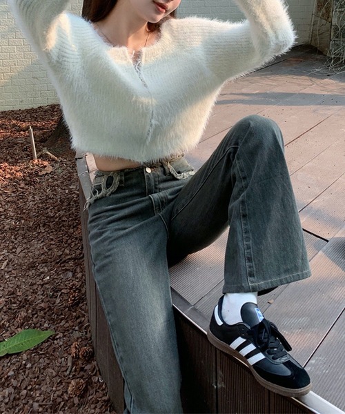 HALEY PESCA(ヘーリーペスカ)の「HALEY PESCA/ショート丈 シャギージップニット パーカー トップス(ニット/セーター・レディース・アイボリー/ブラック・FREE)」の10枚目の写真