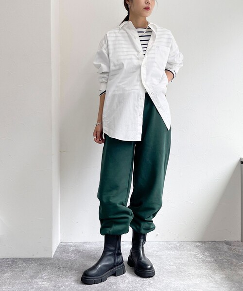 fredy emue(フレディエミュ)の「裾ZIP 高密度裏毛スウェットパンツ(スウェットパンツ・レディース・グレー/ライトグレー/ダークグリーン・38)」の16枚目の写真
