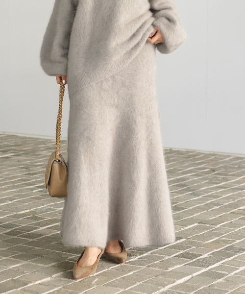 NOBLE×L’AUBE BLANC  FOX/カシミヤニットスカート Noble（ノーブル）の「【NOBLE×L'AUBE BLANC】FOX/カシミヤ