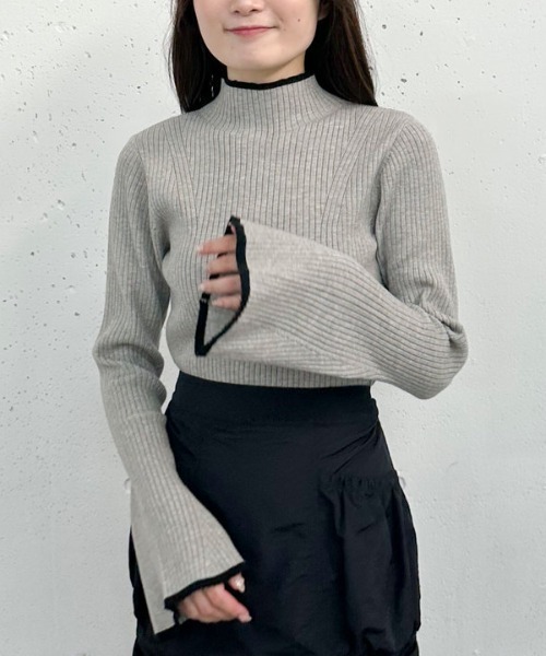 archives（アルシーヴ）の「配色フレアスリーブリブニット（ニット/セーター・レディース・ブラック/グレー/アイボリー・MEDIUM）」の22枚目の写真