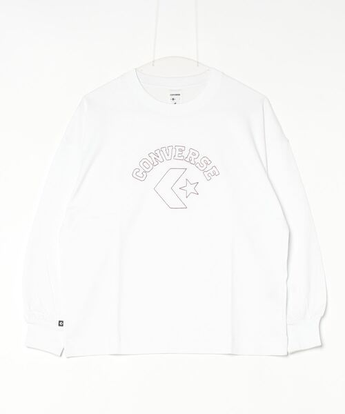 CONVERSE（コンバース）の「コンバース  ステッチ ロゴ ロングスリーブ_（Tシャツ/カットソー・レディース・ブルー/チャコールグレー/ベージュ/ホワイト・S/M/L）」の2枚目の写真
