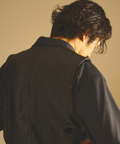 417 EDIFICE（フォーワンセブンエディフィス）の「”UP CYCLE LEATHER” アップサイクルレザーベスト（ベスト・メンズ・ブラック・MEDIUM/LARGE）」の21枚目の写真