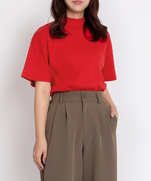 PUNYUS（プニュズ）の「ハイネックリブＴシャツ（Tシャツ/カットソー・レディース・レッド/ブルー/ダークグリーン/グレー・1/2/3/4）」の4枚目の写真