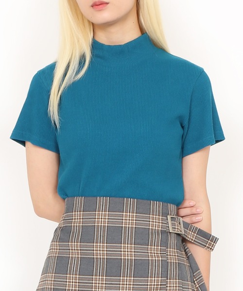 PUNYUS（プニュズ）の「ハイネックリブＴシャツ（Tシャツ/カットソー・レディース・レッド/ブルー/ダークグリーン/グレー・1/2/3/4）」の3枚目の写真