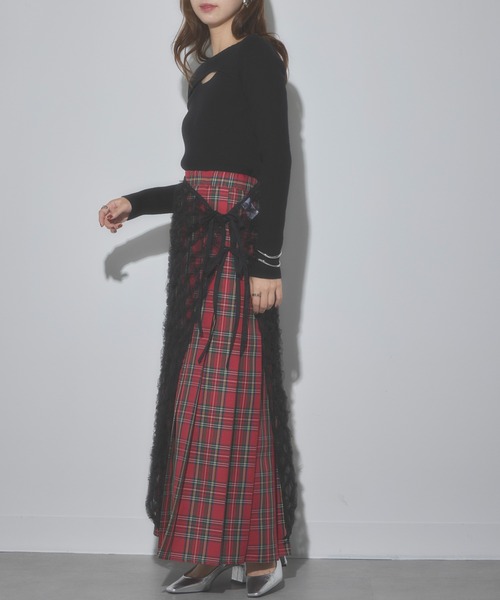 MAISON BREEZE（メゾンブリーズ）の「【MAISON BREEZE】フリル刺繍チュールラップスカート 31867A234  XNN（スカート・レディース・アイボリー/ブラック・FREE）」の16枚目の写真