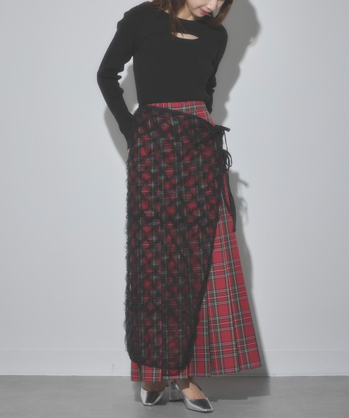 MAISON BREEZE（メゾンブリーズ）の「【MAISON BREEZE】フリル刺繍チュールラップスカート 31867A234  XNN（スカート・レディース・アイボリー/ブラック・FREE）」の15枚目の写真