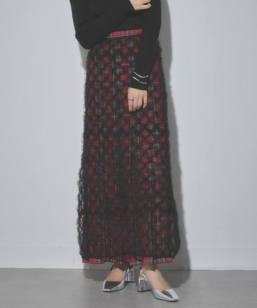 MAISON BREEZE（メゾンブリーズ）の「【MAISON BREEZE】フリル刺繍チュールラップスカート 31867A234  XNN（スカート・レディース・アイボリー/ブラック・FREE）」の11枚目の写真