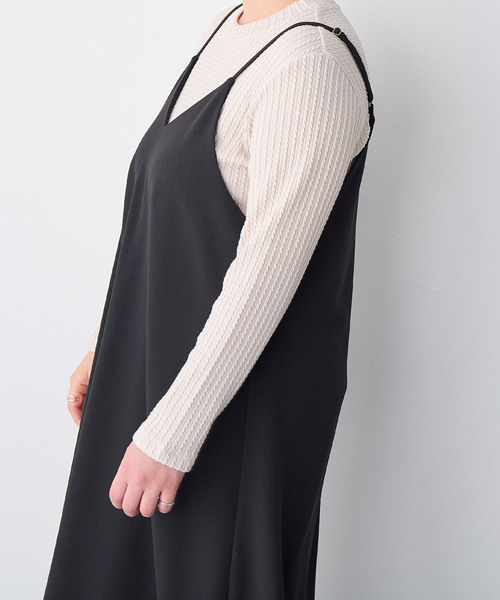 anyfee(エニフィー)の「【anyfee】ニットジョーゼットキャミワンピース《大きいサイズ/プラスサイズ》◆2025SS◆(ワンピース・レディース・ブラック/ベージュ/ネイビー・5L/4L/3L/LL)」の17枚目の写真