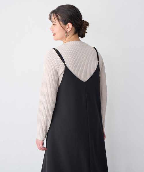 anyfee(エニフィー)の「【anyfee】ニットジョーゼットキャミワンピース《大きいサイズ/プラスサイズ》◆2025SS◆(ワンピース・レディース・ブラック/ベージュ/ネイビー・5L/4L/3L/LL)」の18枚目の写真