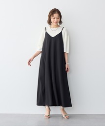 【anyfee】ニットジョーゼットキャミワンピース《大きいサイズ/プラスサイズ》◆2025SS◆