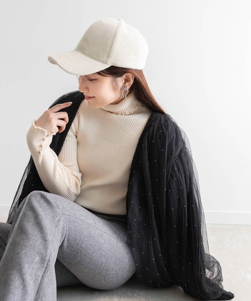 RANDA(ランダ)の「ボリュームチュールニットカーディガン(ニット/セーター・レディース・アイボリー/ブラック/グレー・FREE)」の2枚目の写真