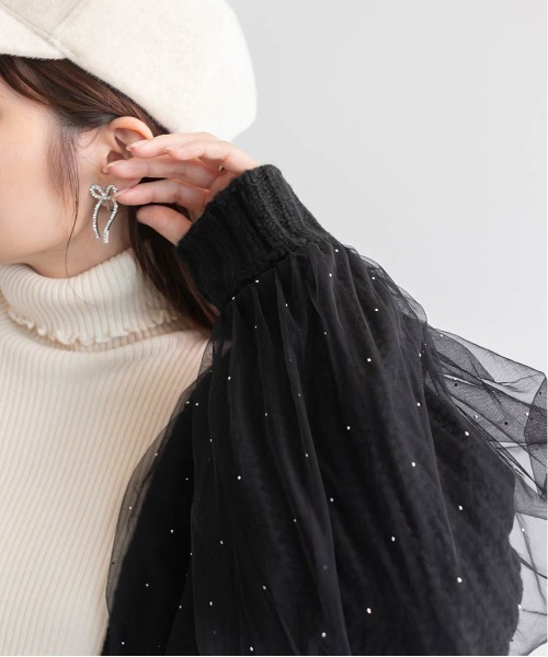 RANDA(ランダ)の「ボリュームチュールニットカーディガン(ニット/セーター・レディース・アイボリー/ブラック/グレー・FREE)」の8枚目の写真