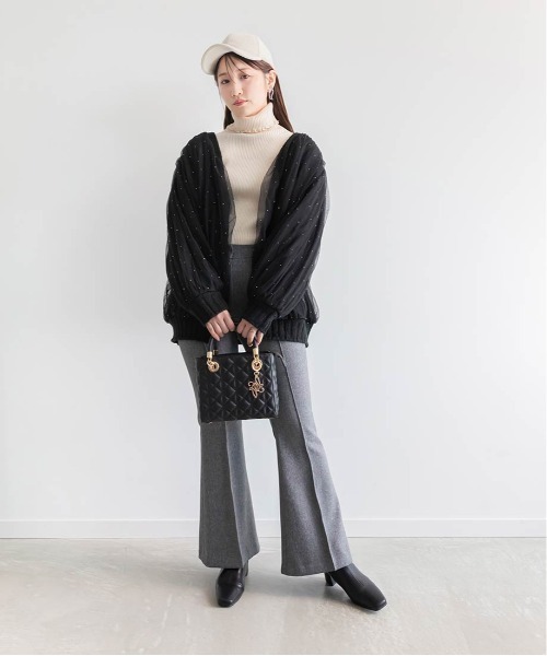 RANDA(ランダ)の「ボリュームチュールニットカーディガン(ニット/セーター・レディース・アイボリー/ブラック/グレー・FREE)」の9枚目の写真