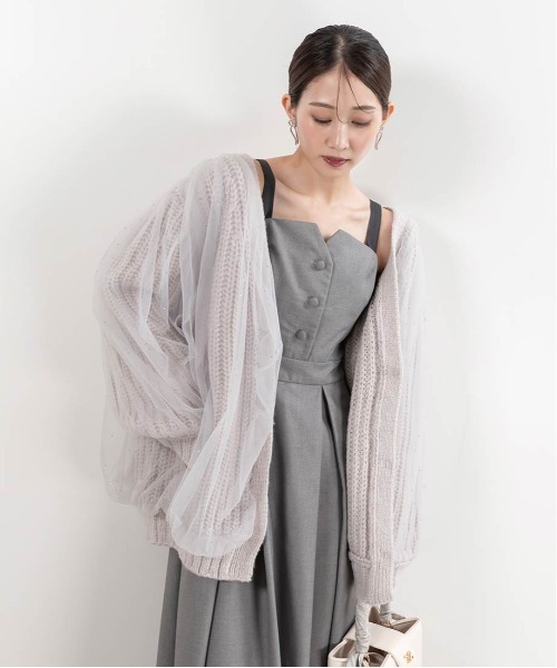 RANDA(ランダ)の「ボリュームチュールニットカーディガン(ニット/セーター・レディース・アイボリー/ブラック/グレー・FREE)」の10枚目の写真