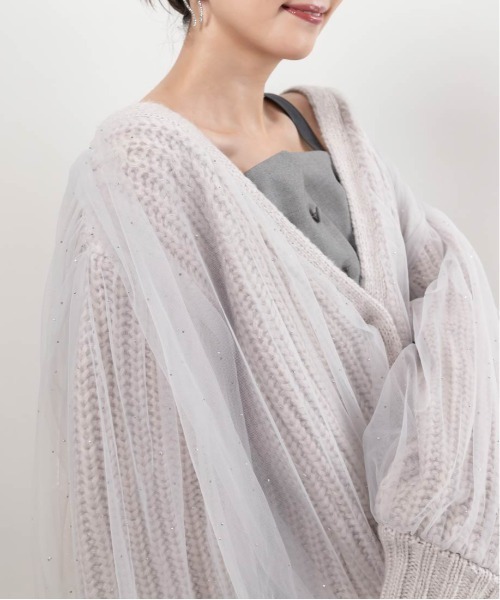 RANDA(ランダ)の「ボリュームチュールニットカーディガン(ニット/セーター・レディース・アイボリー/ブラック/グレー・FREE)」の11枚目の写真