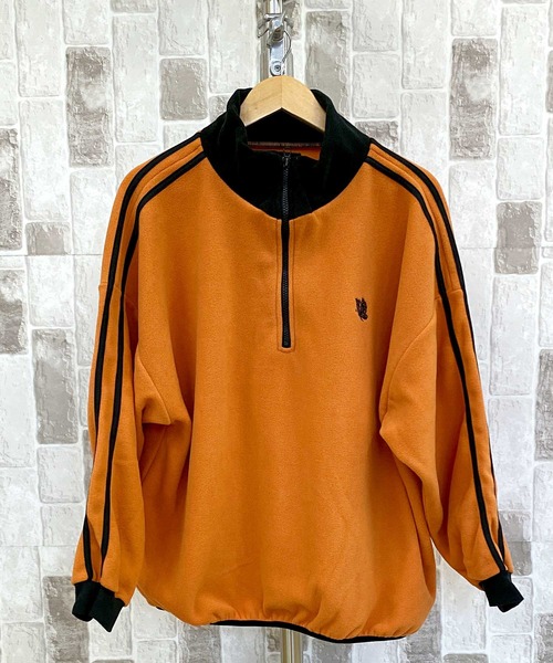 TopIsm(トップイズム)の「ライン入りワイド ハーフZIP フリースプルオーバー(スウェット・メンズ・ベージュ/グレー/ブラック/ホワイト/オレンジ・M/XL/L)」の5枚目の写真