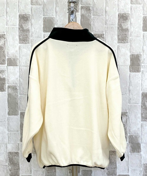 TopIsm(トップイズム)の「ライン入りワイド ハーフZIP フリースプルオーバー(スウェット・メンズ・ベージュ/グレー/ブラック/ホワイト/オレンジ・M/XL/L)」の6枚目の写真