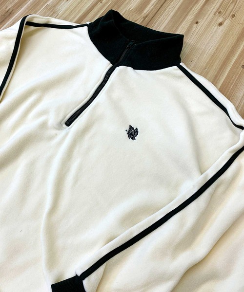 TopIsm(トップイズム)の「ライン入りワイド ハーフZIP フリースプルオーバー(スウェット・メンズ・ベージュ/グレー/ブラック/ホワイト/オレンジ・M/XL/L)」の7枚目の写真