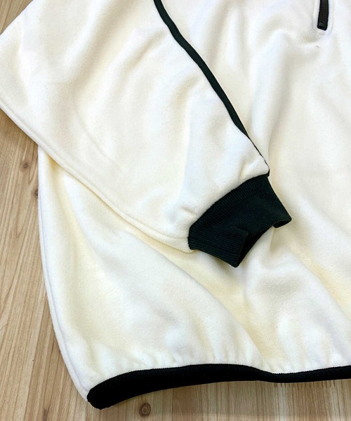 TopIsm(トップイズム)の「ライン入りワイド ハーフZIP フリースプルオーバー(スウェット・メンズ・ベージュ/グレー/ブラック/ホワイト/オレンジ・M/XL/L)」の9枚目の写真