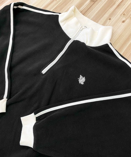 TopIsm(トップイズム)の「ライン入りワイド ハーフZIP フリースプルオーバー(スウェット・メンズ・ベージュ/グレー/ブラック/ホワイト/オレンジ・M/XL/L)」の11枚目の写真