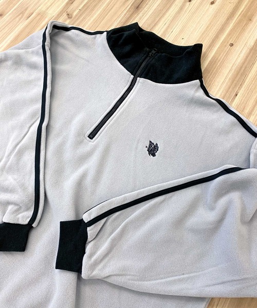 TopIsm(トップイズム)の「ライン入りワイド ハーフZIP フリースプルオーバー(スウェット・メンズ・ベージュ/グレー/ブラック/ホワイト/オレンジ・M/XL/L)」の13枚目の写真