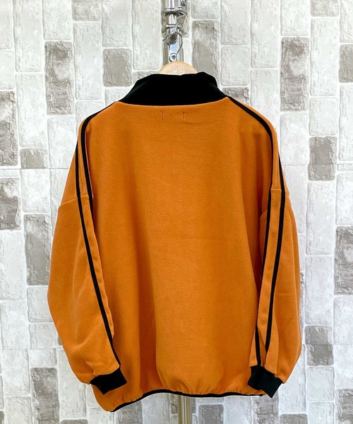 TopIsm(トップイズム)の「ライン入りワイド ハーフZIP フリースプルオーバー(スウェット・メンズ・ベージュ/グレー/ブラック/ホワイト/オレンジ・M/XL/L)」の16枚目の写真