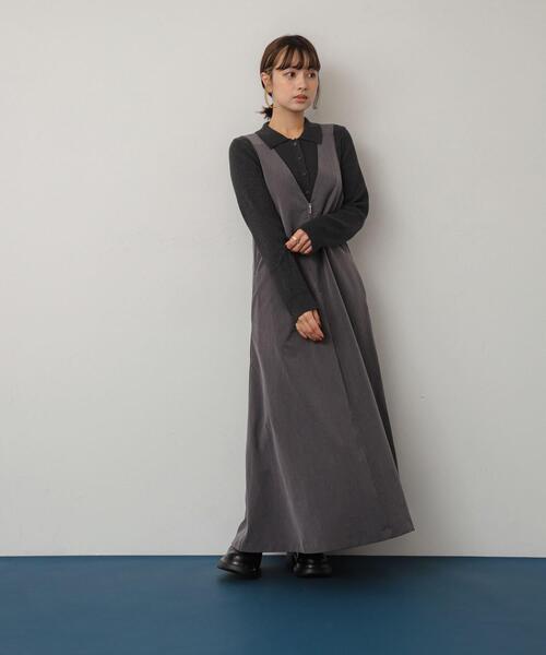 SENSE OF PLACE by URBAN RESEARCH(センスオブプレイスバイアーバンリサーチ)の「2WAYジャンパースカート(ワンピース・レディース・ベージュ/グレー/ブラック・S/ONE)」の5枚目の写真