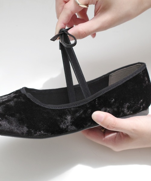 AmiAmi（アミアミ）の「ラウンドトゥグリッター・ベロアバレエシューズ/バレエコアリボンパンプス（バレエシューズ・レディース・ブラック/シルバー系その他/ブラック系その他・LL/S/M/L）」の21枚目の写真