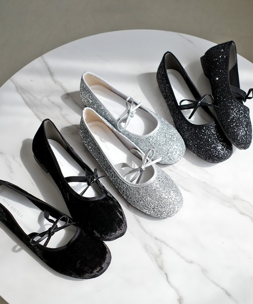 AmiAmi（アミアミ）の「ラウンドトゥグリッター・ベロアバレエシューズ/バレエコアリボンパンプス（バレエシューズ・レディース・ブラック/シルバー系その他/ブラック系その他・LL/S/M/L）」の15枚目の写真
