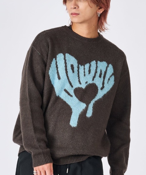 RE730（アールイーセブンサーティー）の「【Re730】モヘアタッチ/総柄ジャガード オーバーサイズ ルーズセーター（ニット/セーター・メンズ・ブラック/ベージュ/グレー/ベージュ系その他/ブラック系その他4/グレー系その他2/ミント/グレー系その他3/ネイビー/ブラック系その他2/ブラック系その他/ブラック系その他3/ホワイト系1/ブラック系6/ブラック系7/グレー系4/ホワイト/グレー系5・XL/L/M/MEDIUM/LARGE/X-LARGE）」の14枚目の写真