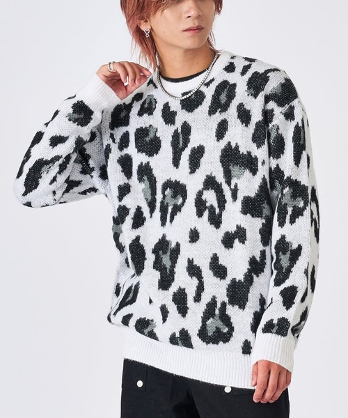 RE730（アールイーセブンサーティー）の「【Re730】モヘアタッチ/総柄ジャガード オーバーサイズ ルーズセーター（ニット/セーター・メンズ・ブラック/ベージュ/グレー/ベージュ系その他/ブラック系その他4/グレー系その他2/ミント/グレー系その他3/ネイビー/ブラック系その他2/ブラック系その他/ブラック系その他3/ホワイト系1/ブラック系6/ブラック系7/グレー系4/ホワイト/グレー系5・XL/L/M/MEDIUM/LARGE/X-LARGE）」の2枚目の写真