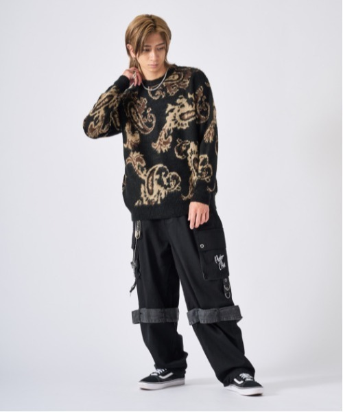 RE730（アールイーセブンサーティー）の「【Re730】モヘアタッチ/総柄ジャガード オーバーサイズ ルーズセーター（ニット/セーター・メンズ・ブラック/ベージュ/グレー/ベージュ系その他/ブラック系その他4/グレー系その他2/ミント/グレー系その他3/ネイビー/ブラック系その他2/ブラック系その他/ブラック系その他3/ホワイト系1/ブラック系6/ブラック系7/グレー系4/ホワイト/グレー系5・XL/L/M/MEDIUM/LARGE/X-LARGE）」の19枚目の写真