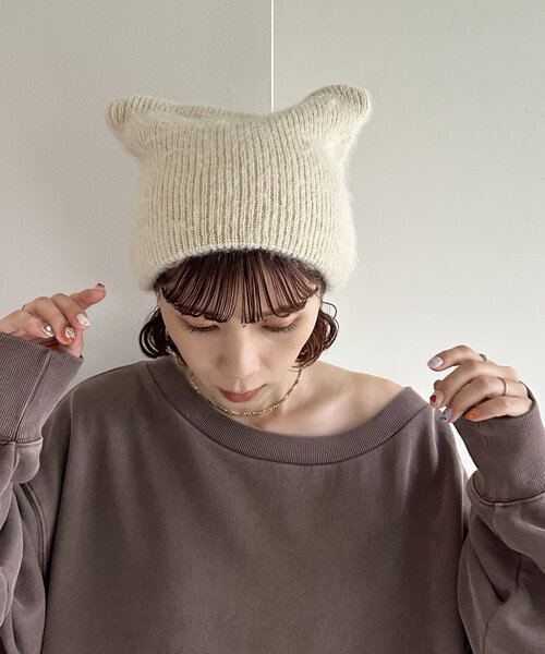 DISCOAT（ディスコート）の「ブラッシングスクエアビーニー（ニットキャップ/ビーニー・レディース・アイボリー/ライトグレー・FREE）」の3枚目の写真