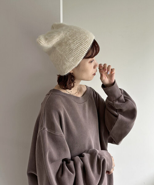 DISCOAT（ディスコート）の「ブラッシングスクエアビーニー（ニットキャップ/ビーニー・レディース・アイボリー/ライトグレー・FREE）」の5枚目の写真