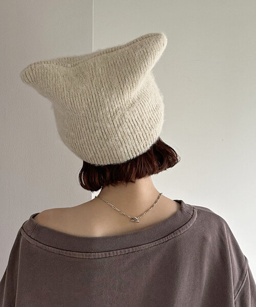DISCOAT（ディスコート）の「ブラッシングスクエアビーニー（ニットキャップ/ビーニー・レディース・アイボリー/ライトグレー・FREE）」の6枚目の写真