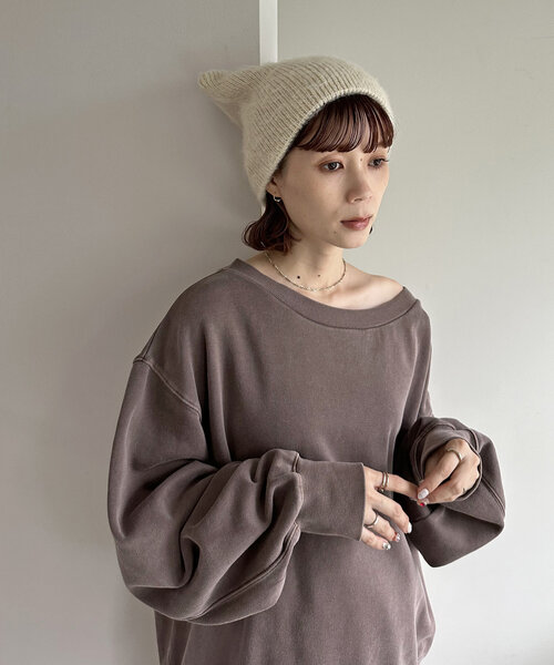 DISCOAT（ディスコート）の「ブラッシングスクエアビーニー（ニットキャップ/ビーニー・レディース・アイボリー/ライトグレー・FREE）」の7枚目の写真