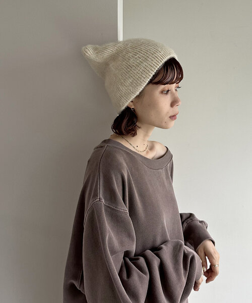 DISCOAT（ディスコート）の「ブラッシングスクエアビーニー（ニットキャップ/ビーニー・レディース・アイボリー/ライトグレー・FREE）」の8枚目の写真