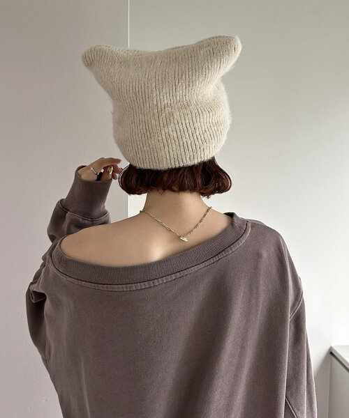 DISCOAT（ディスコート）の「ブラッシングスクエアビーニー（ニットキャップ/ビーニー・レディース・アイボリー/ライトグレー・FREE）」の9枚目の写真