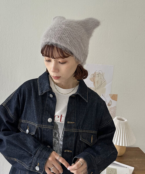 DISCOAT（ディスコート）の「ブラッシングスクエアビーニー（ニットキャップ/ビーニー・レディース・アイボリー/ライトグレー・FREE）」の16枚目の写真